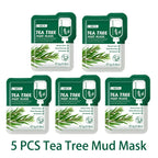 LAIKOU 5pcs Mud Mask Clay Mask Sakura Matcha Eggplant Tea Tree Mung Bean Oil-Control Deep Cleansing Repairing Facial Skin Care