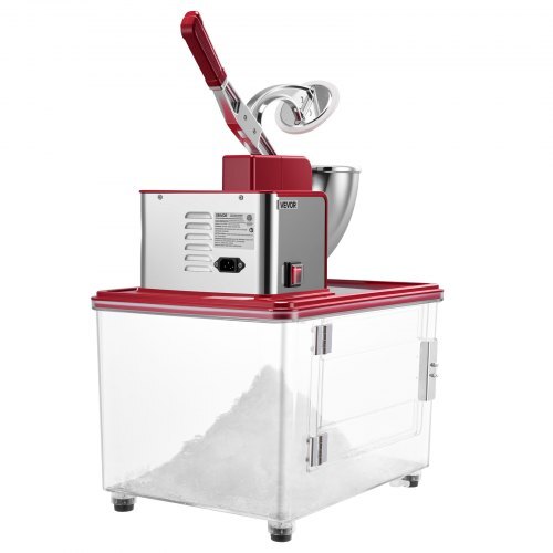 Commercial Ice Crusher 661LBS/H, 350W Electric Snow Cone Machine with 4 Blades, 2000RPM Stainless Steel Shaved Ice Machine with 11 Gal Crushed-Ice Box, for Family Restaurants Bars, Red