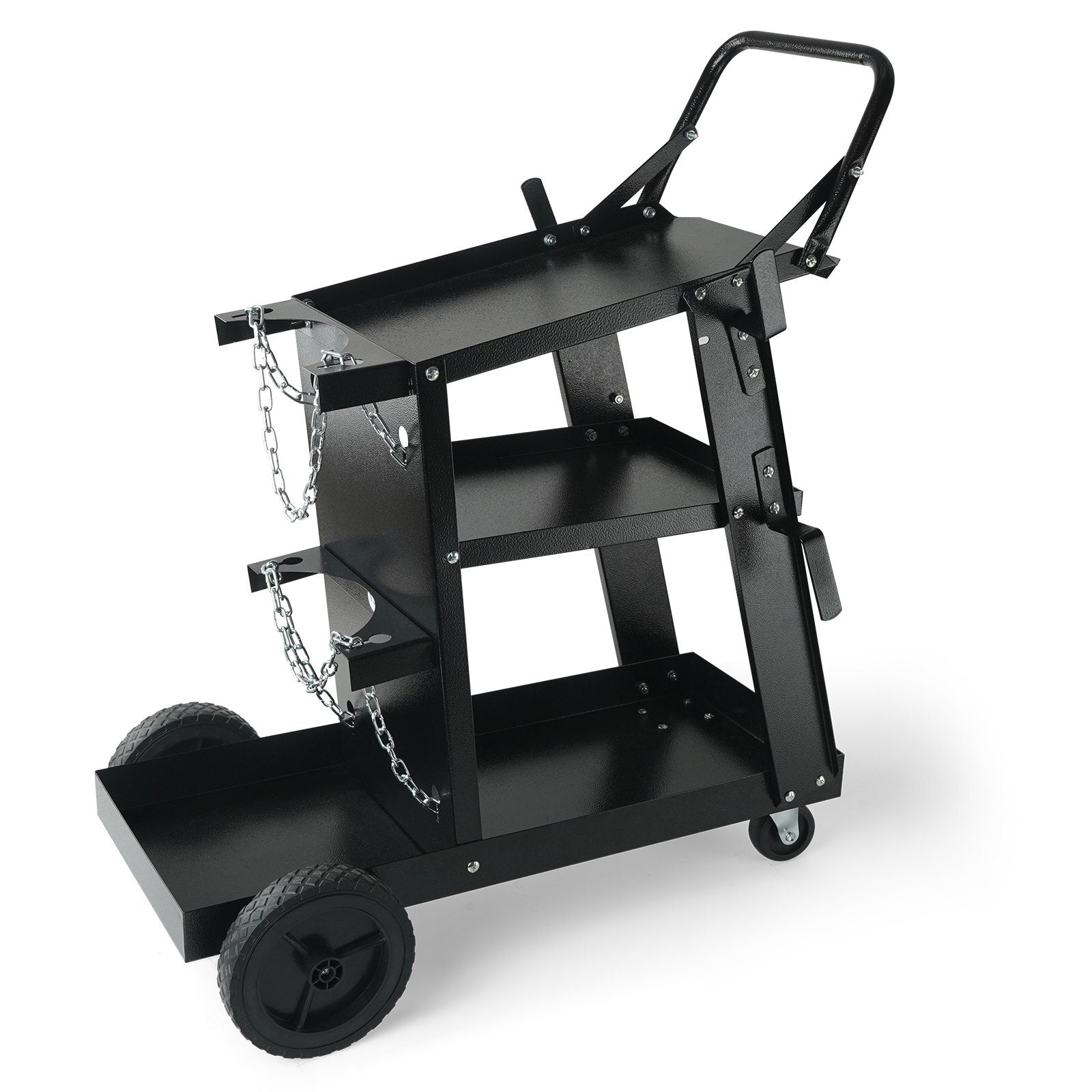 Welding Cart, 3-Tier Welder Cart Heavy Duty with 400 Lbs Weight Capacity, 360? Swivel Wheels, Tank Storage Safety Chains, Rolling MIG Welder Cart for TIG, ARC, MMA, Plasma Cutter Welding Machine