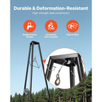 Tripod Deer Hoist, 500 lbs Load Capacity, Hunting Game Hoist Winch Lift with Gambrel & Manual Winch, Hunting Game Skinning and Cleaning Accessory for Cleaning, Skinning, and Moving, Black
