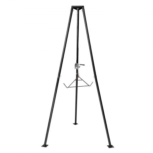 Tripod Deer Hoist, 500 lbs Load Capacity, Hunting Game Hoist Winch Lift with Gambrel & Manual Winch, Hunting Game Skinning and Cleaning Accessory for Cleaning, Skinning, and Moving, Black