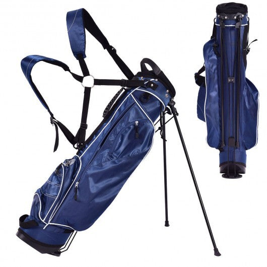 Golf Stand Cart Bag with 4 Way Divider Carry Organizer Pockets-Blue - Color: Blue