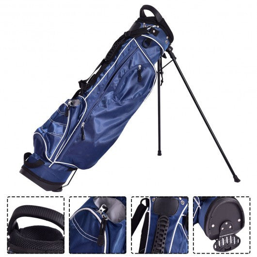 Golf Stand Cart Bag with 4 Way Divider Carry Organizer Pockets-Blue - Color: Blue