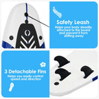 6 Feet Surfboard with 3 Detachable Fins-White - Color: White