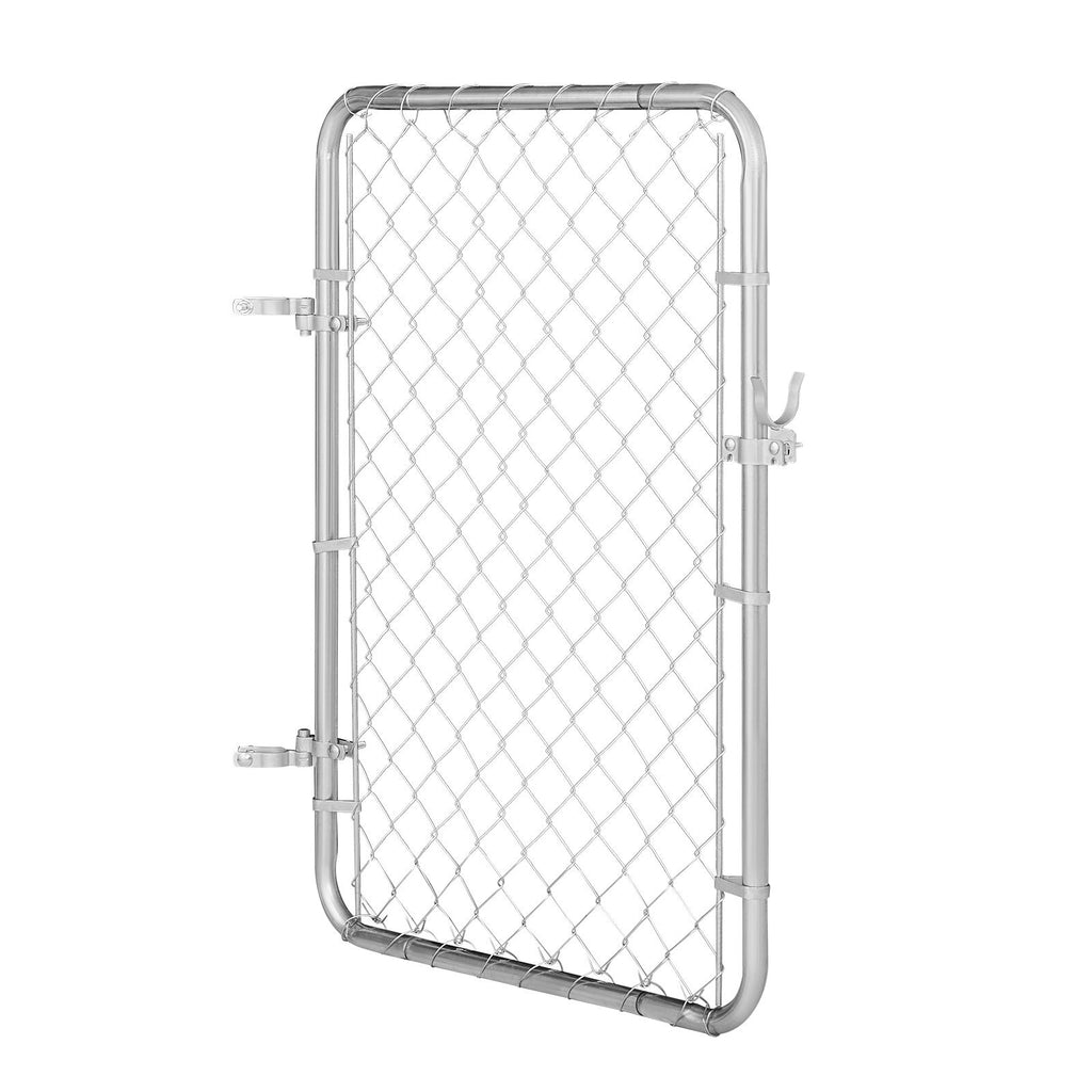 Chain Link Fence Gate, 32 x 46 in, Adjustable Chain Link Fence Panel, Fit 2-4 ft (W) x 4 ft (H) Garden Fence Gate Opening, Rust-Resistant Galvanized Fencing Gate for Farm Posts Not Included