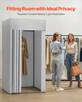Fitting Room, Dressing Room with Thick Polyester Curtains, Privacy Space with Shading Curtain and a Hook, for Boutique, Mall, Tailor's Store & Outdoor 39 x 39 x 78 in (Black and Gray-White)