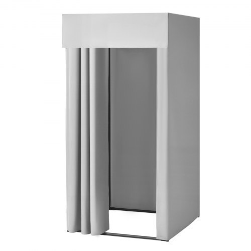 Fitting Room, Dressing Room with Thick Polyester Curtains, Privacy Space with Shading Curtain and a Hook, for Boutique, Mall, Tailor's Store & Outdoor 39 x 39 x 78 in (Black and Gray-White)
