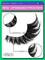 Veltrinay Fake Lashes Cat Eye Lashes Faux Mink Eyelashes Clear Band Lashes Natural Look Wispy Mink Eyelashes False Lashes Makeup