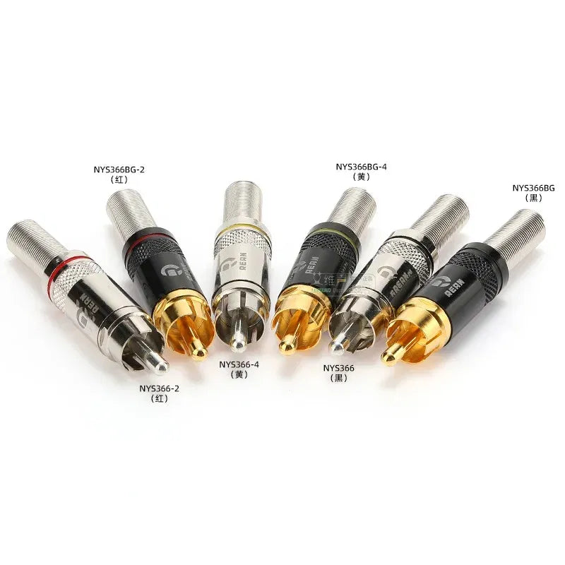 Color: Orange - 1pcs REAN RCA audio AV video plug gold-plated large tail diameter NYS366-BG fever HIFI DVD