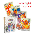 Color: seven - 55PCS Pokemon Colorful Gold Foil Card Charizard Pikachu Arceus Diamond Rainbow English French German Spanish VSTAR GX VMAX Cards