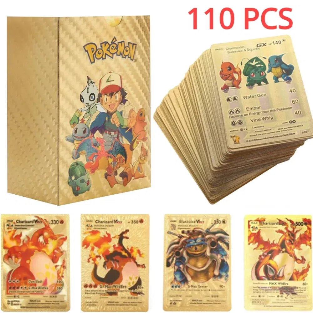 Color: EIGHT - 55PCS Pokemon Colorful Gold Foil Card Charizard Pikachu Arceus Diamond Rainbow English French German Spanish VSTAR GX VMAX Cards