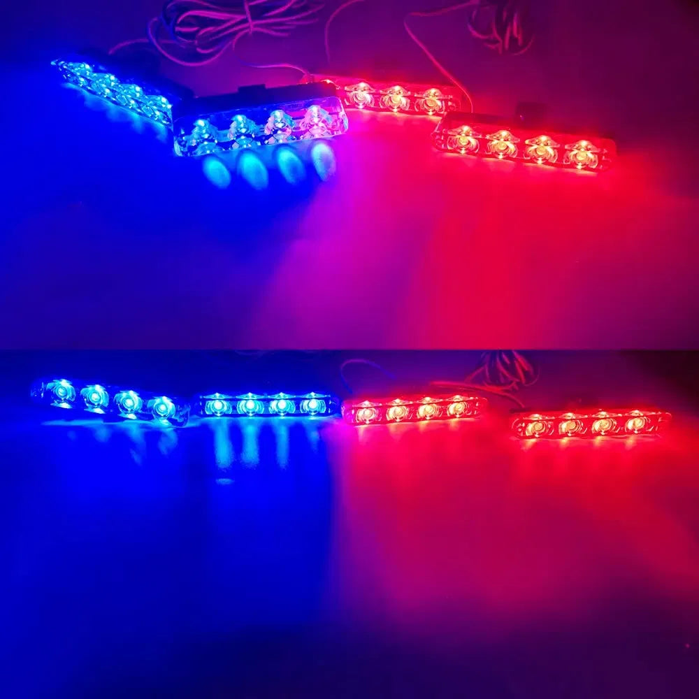 Emitting Color: Green - 4 In 1 Red Blue Emergency Strobe Lights Police Lights 12V With Wireless Remote Control Flash Grille Light for Cars Truck Van SUV