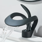 Solid Brass Waterfall Basin Faucet Single Handle Hot Cold Water Mixer Tap For Bathroom Sink