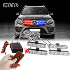 Emitting Color: Green - 4 In 1 Red Blue Emergency Strobe Lights Police Lights 12V With Wireless Remote Control Flash Grille Light for Cars Truck Van SUV
