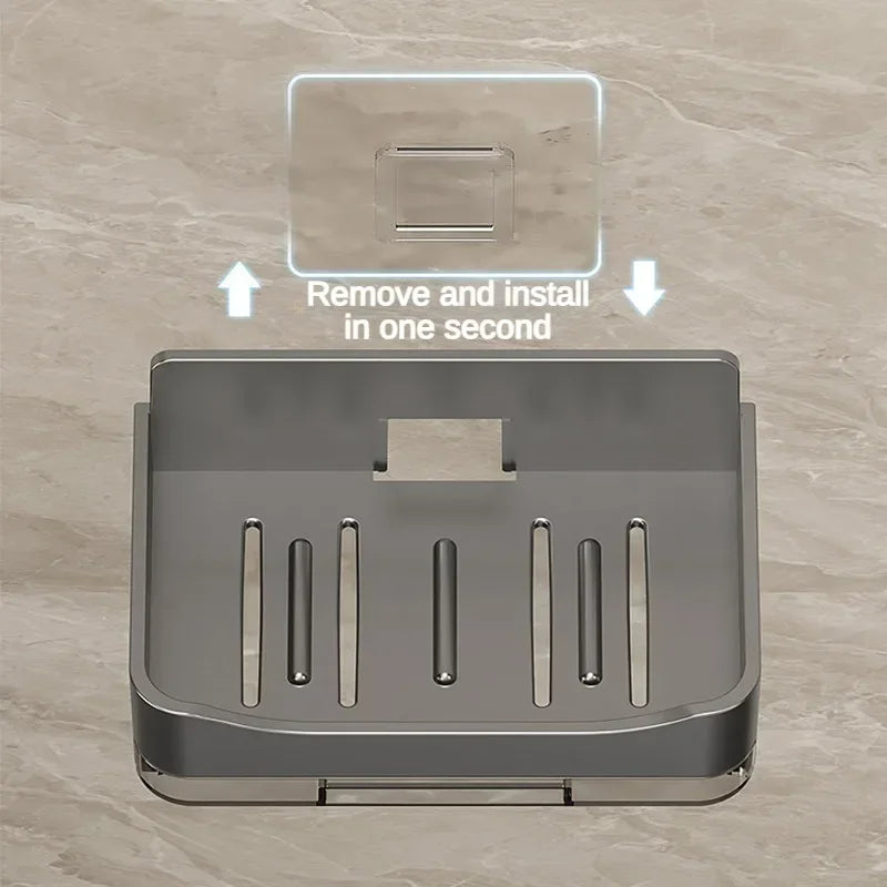 Bathroom Soap Holder Free-Punching Wall Mounted Soap Sponge Holder Organizer Double Drainage Soap Dish Bathroom Accessories