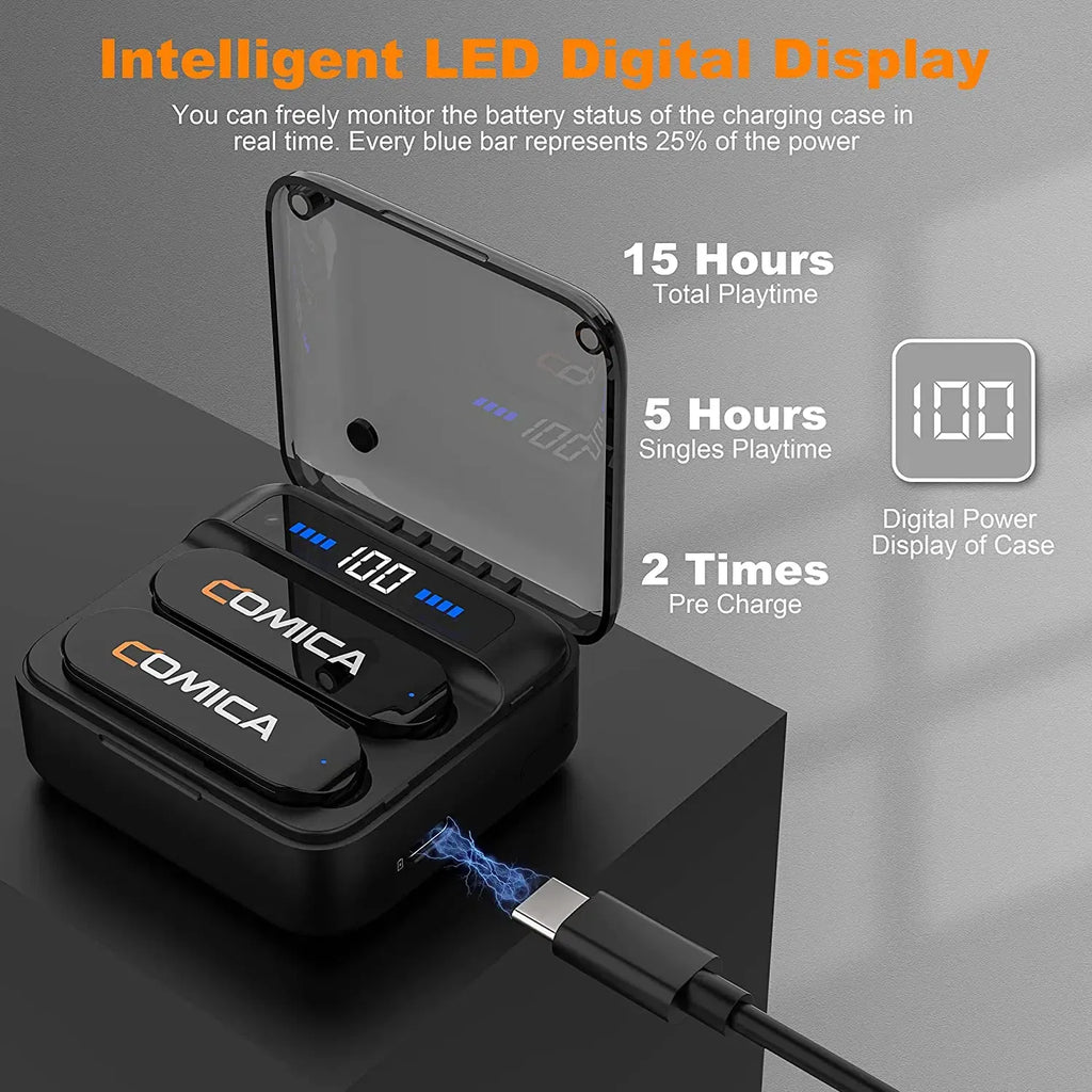 Color: Red, Ships From: CHINA - Comica Vimo S Wireless Lavalier Microphone 2.4G Compact  Wireless Lapel Microphone With Charging Case for iPhone Android Phone