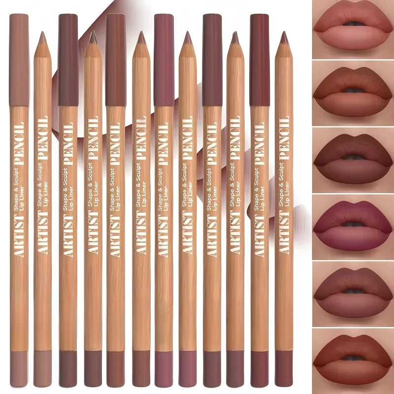 6pcs Velvet Matte Lip Liner Set - Long-Lasting Versatile Shades Longlasting Lip Makeup Berry, Brown, Pink Lip Pencil