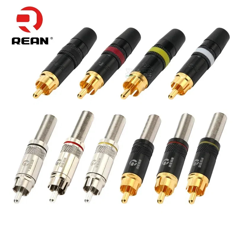 Color: Orange - 1pcs REAN RCA audio AV video plug gold-plated large tail diameter NYS366-BG fever HIFI DVD