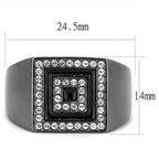 TK3220 - IP Light Black  (IP Gun) Stainless Steel Ring with Top Grade Crystal  in Clear