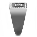 TK3220 - IP Light Black  (IP Gun) Stainless Steel Ring with Top Grade Crystal  in Clear