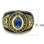 TK3726 - Two-Tone IP Gold (Ion Plating) Stainless Steel Ring with Synthetic Synthetic Glass in Montana