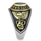 TK3726 - Two-Tone IP Gold (Ion Plating) Stainless Steel Ring with Synthetic Synthetic Glass in Montana