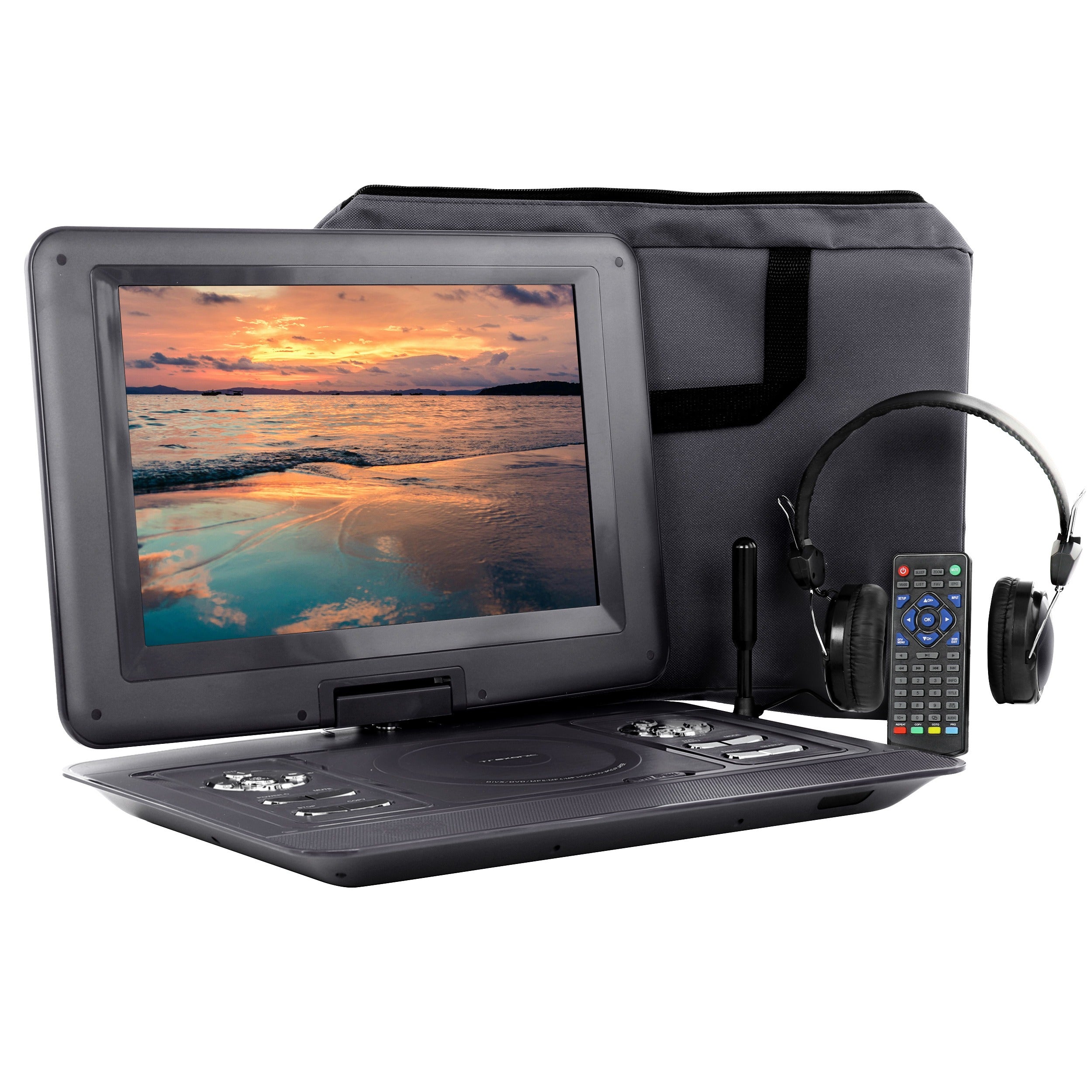 Trexonic 13.3 Inch Portable TV+DVD Player with Color TFT LED Screen and USB/HD/AV Inputs