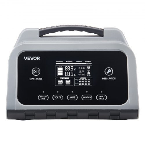 Smart Battery Charger, 12A, 6V 12V 24V 36V 48V Lithium LiFePO4 Lead-Acid (Gel / AGM) Car Battery Charger, with LCD Display, Trickle Charging Maintainer Desulfator, for Car, Boat, Motorcycle