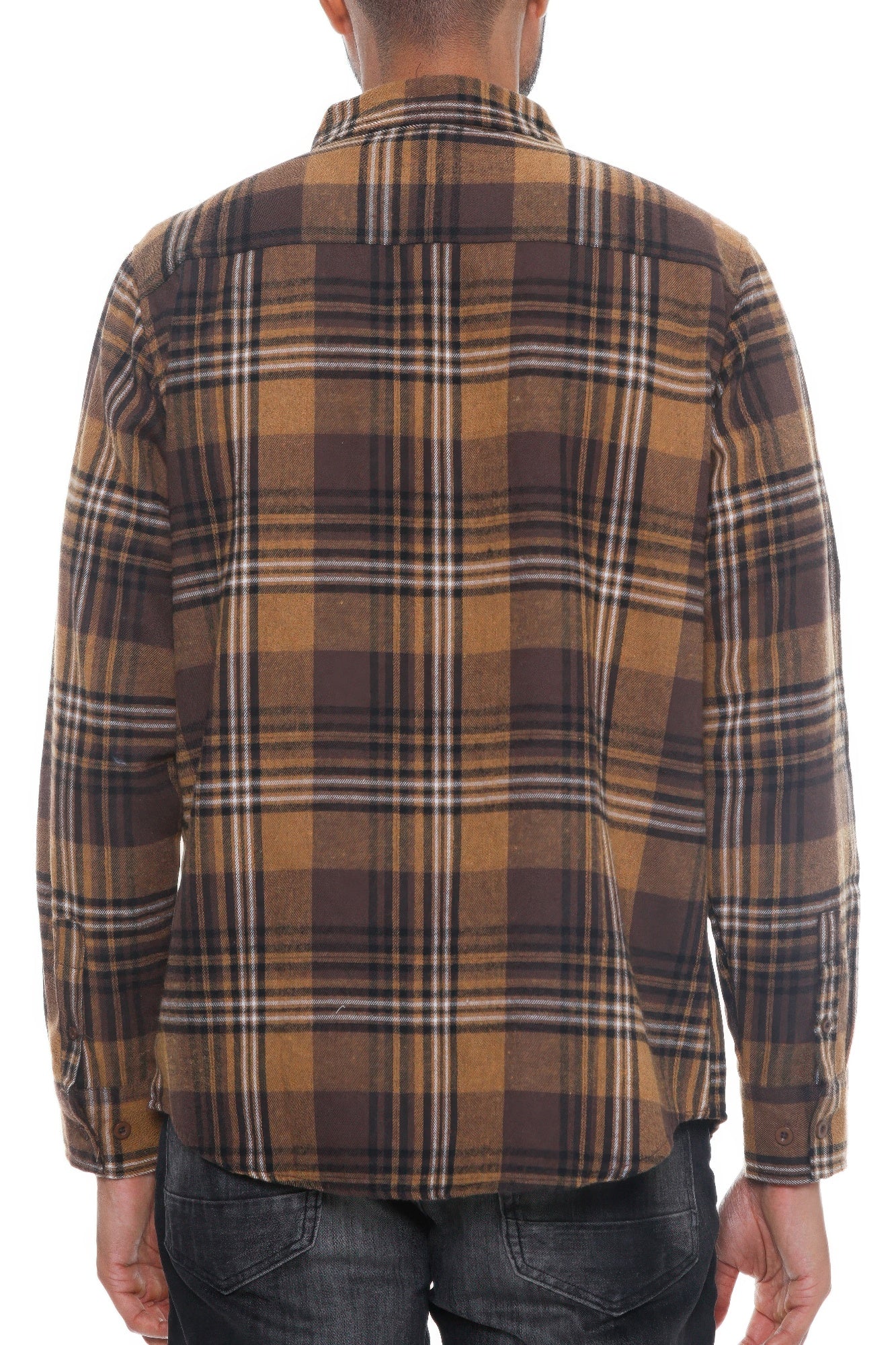 Regular Fit Checker Plaid Flannel Long Sleeve