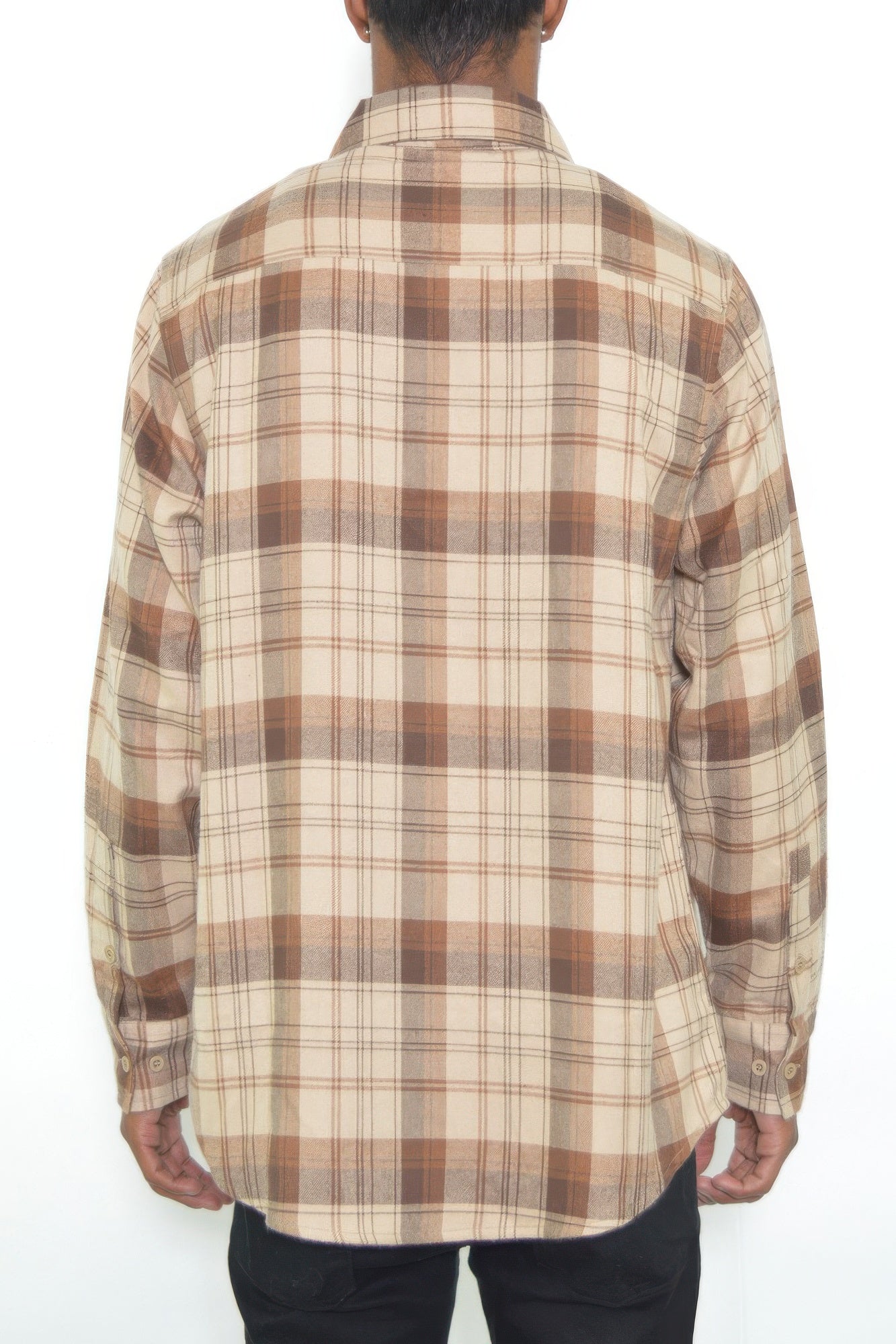 Regular Fit Checker Plaid Flannel Long Sleeve