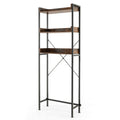 Costway Over The Toilet Storage Rack with Hooks and Adjustable Bottom Bar-Rustic Brown - Color: Rustic Brown