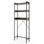 Costway Over The Toilet Storage Rack with Hooks and Adjustable Bottom Bar-Rustic Brown - Color: Rustic Brown