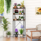 Costway Over The Toilet Storage Rack with Hooks and Adjustable Bottom Bar-Rustic Brown - Color: Rustic Brown