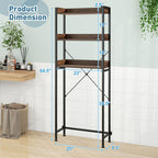 Costway Over The Toilet Storage Rack with Hooks and Adjustable Bottom Bar-Rustic Brown - Color: Rustic Brown