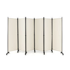 Costway 6 Panel 5.7 Feet Tall Rolling Room Divider on Wheels-White