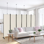 Costway 6 Panel 5.7 Feet Tall Rolling Room Divider on Wheels-White