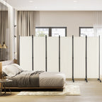 Costway 6 Panel 5.7 Feet Tall Rolling Room Divider on Wheels-White