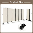 Costway 6 Panel 5.7 Feet Tall Rolling Room Divider on Wheels-White