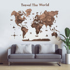 Wooden Map Quote Sign - Dark Walnut