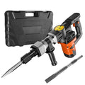 Demolition Jack Hammer, 1400W Electric Jackhammer Heavy Duty, 2900 BPM Concrete Breaker, 2pcs Chisels Bits Chipping with Case, Gloves