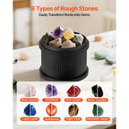 Rock Tumbler Kit, 3 lbs Rock Polishing Kit, 4 Speed Settings 9-Day Polishing Timer Stone Polishing Kit, Rock Polisher with Rough Gemstones and Polishing Grits, Rock Polisher for Adults Kids