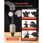 Hydraulic Nitrogen Accumulator Charging Kit, All-in-One Nitrogen Fill Kit, Pressure Test System with 3 Gauges (1500, 4000, 6000 PSI), 6 Adapters Couplings, 1 Gas Hose, 1 Valve, 1 CGA580 Adapter