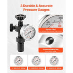 Hydraulic Nitrogen Accumulator Charging Kit, All-in-One Nitrogen Fill Kit, Pressure Test System with 3 Gauges (1500, 4000, 6000 PSI), 6 Adapters Couplings, 1 Gas Hose, 1 Valve, 1 CGA580 Adapter