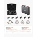 Hydraulic Nitrogen Accumulator Charging Kit, All-in-One Nitrogen Fill Kit, Pressure Test System with 3 Gauges (1500, 4000, 6000 PSI), 6 Adapters Couplings, 1 Gas Hose, 1 Valve, 1 CGA580 Adapter