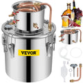Alcohol Still 3Gal/12L Stainless Steel Alcohol Distiller Copper Tube Home Brewing Kit Build-in Thermometer for DIY Whisky Wine Brandy, Silver
