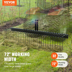 Tow Behind Landscape Rake, 72" Tow Dethatcher with 32 Steel Tines, Lawn Dethatcher Rake Attaches to Category 1, 3 Point Hitch for Tractor, for Leaves, Pine Needles, Straw, and Grass