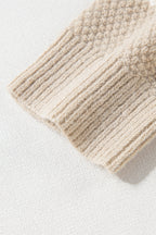 Khaki Cable Knit Colorblock Crew Neck Drop Shoulder Sweater