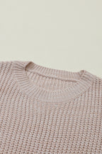 Parchment Cable Knit Sleeve Drop Shoulder Sweater