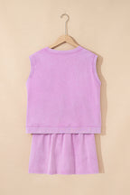 Phalaenopsis 2 Pieces Mineral Wash Cotton Tank Top Lined Split Skirt Set