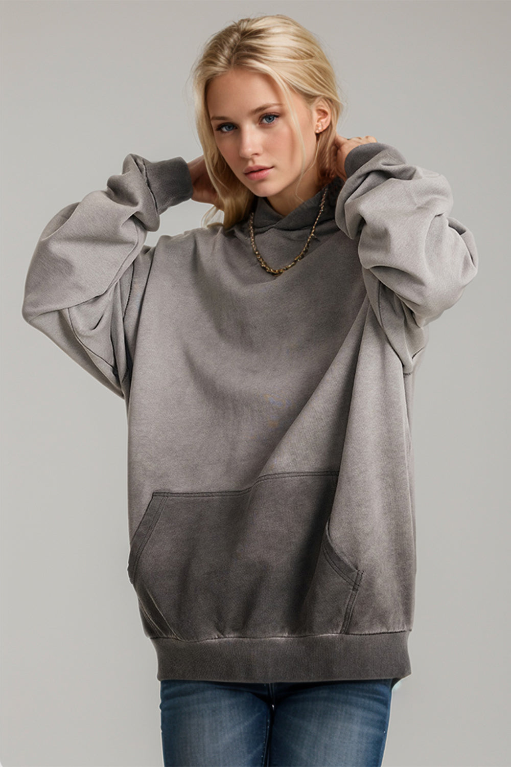 Basic Bae Drop Shoulder Long Sleeve Hoodie with Kangaroo Pocket